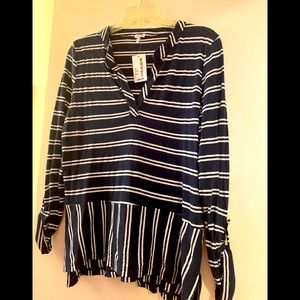 Navy and white blouse